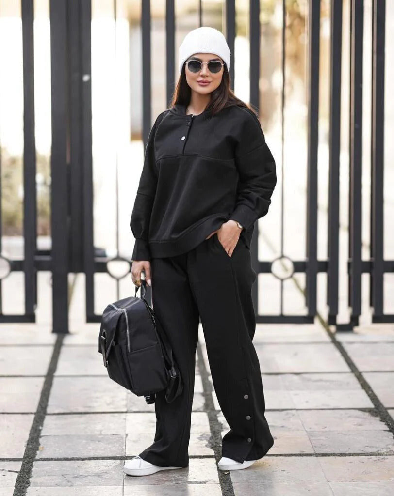 Black Button Style 2 Pcs Winter Outfit