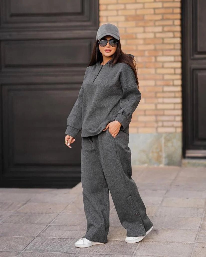 Charcoal Button Style 2 Pcs Winter Outfit