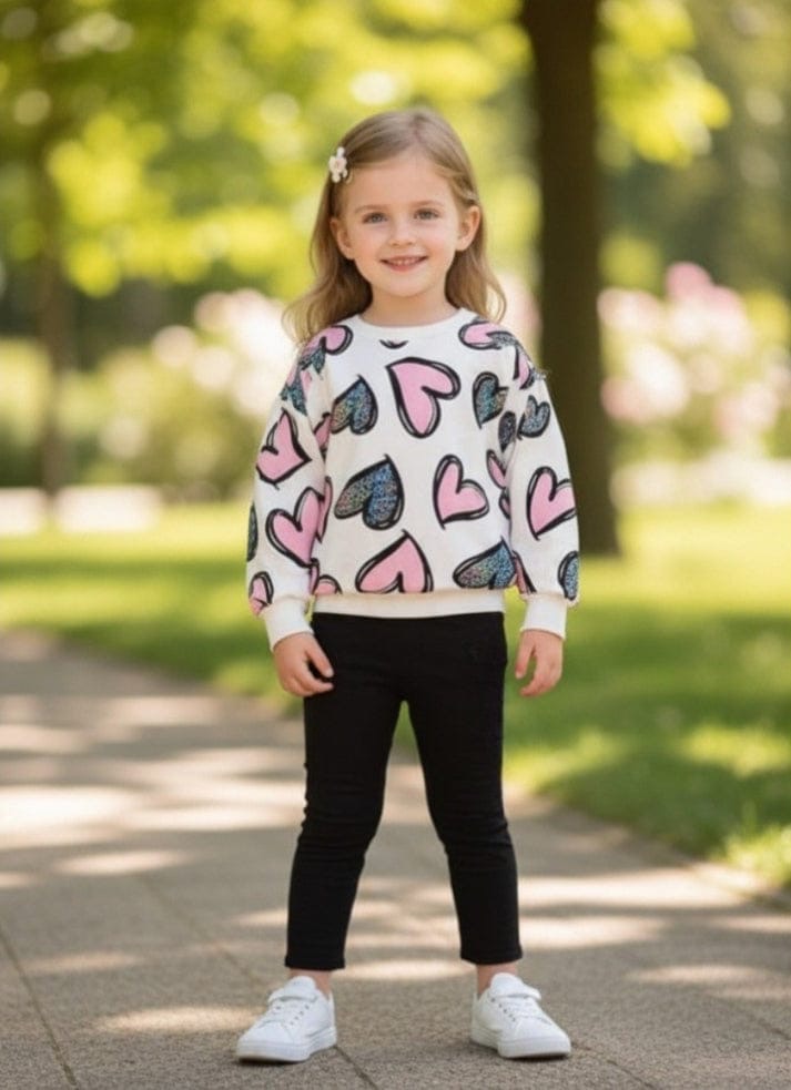 BLUE & PINK HEARTS PRINTED WINTER KIDS SWEAT SUIT