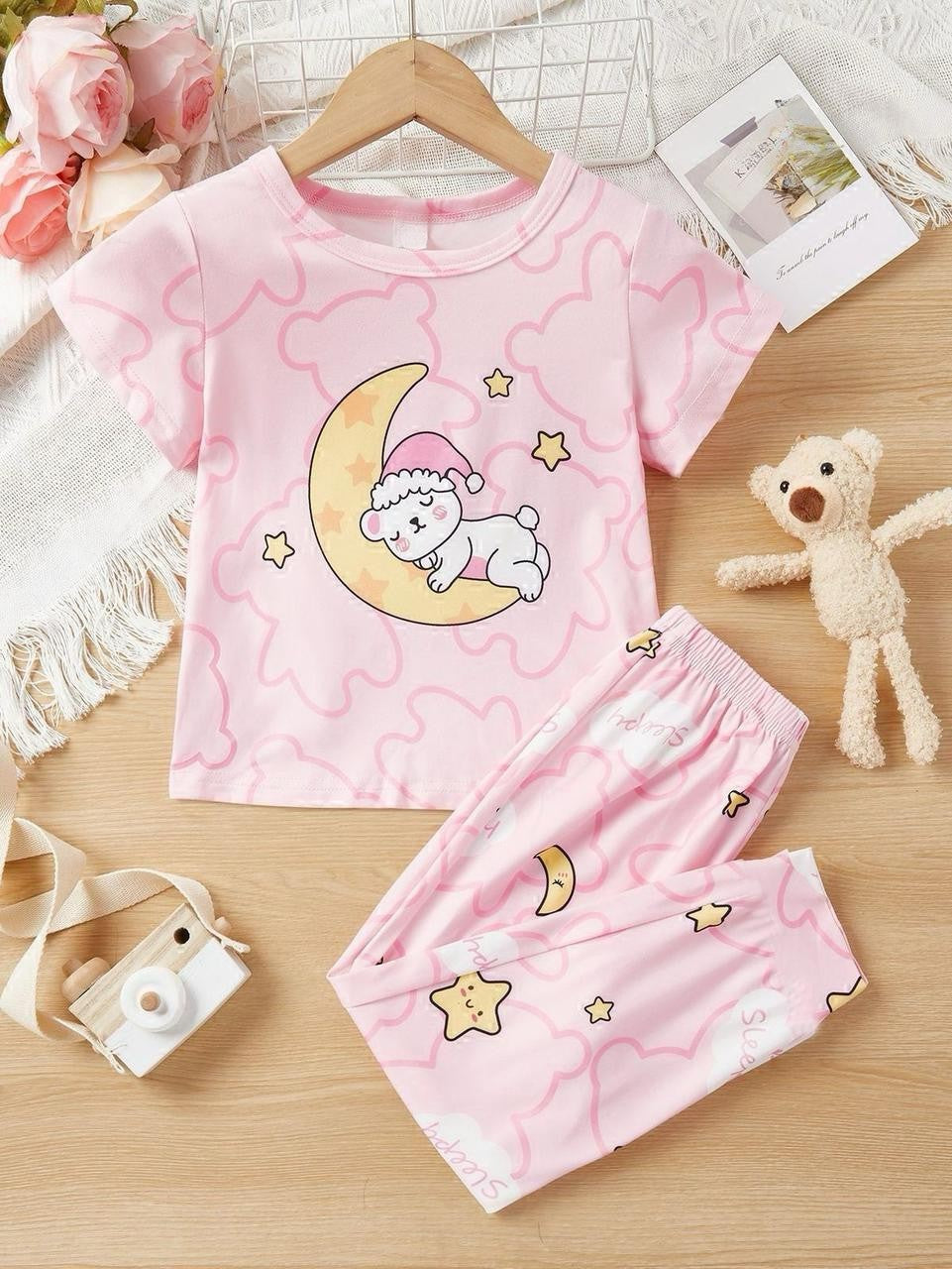 New Pink Sleepy Bear Printed Kids Wear