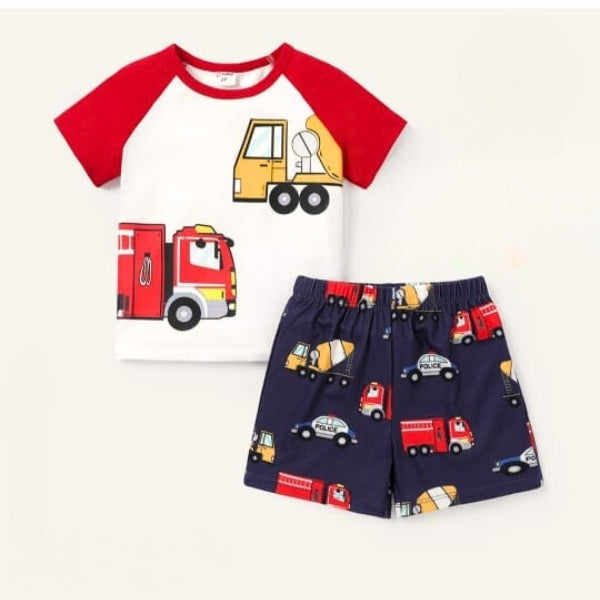Red Truck Printed Short Sleeve Kids Wear