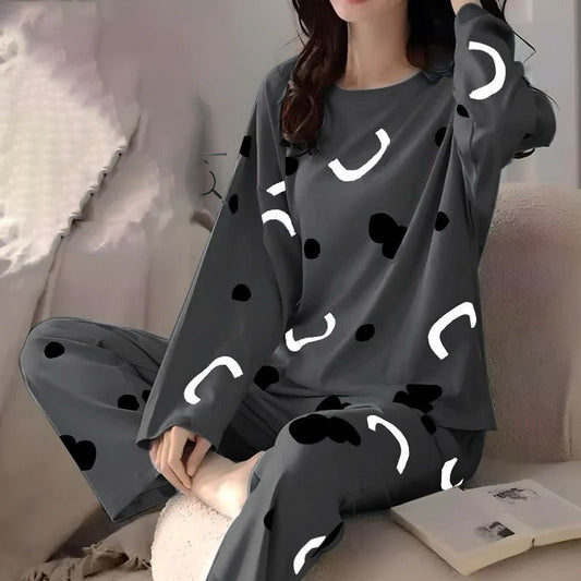 Charcoal Cloud Printed Women Pj Set