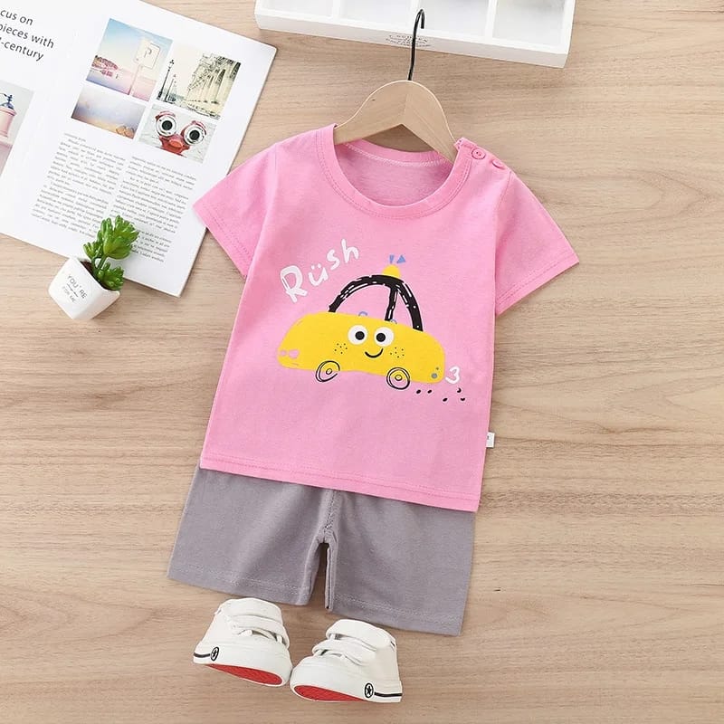 Pink Rush Printed Short Sleeve Kids Wear