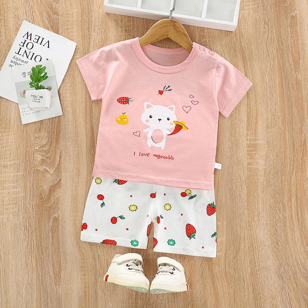 I Love Vegetables Printed Short Sleeve Kids Wear