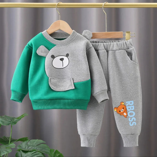 GREEN & GREY RBOSS PRINTED WINTER KIDS SWEAT SUIT