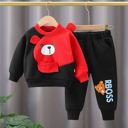 RED & BLACK RBOSS PRINTED WINTER KIDS SWEAT SUIT