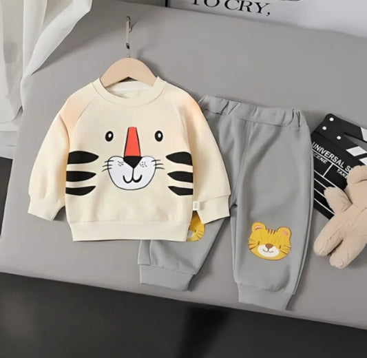 WHITE TIGER PRINTED WINTER KIDS SWEAT SUIT