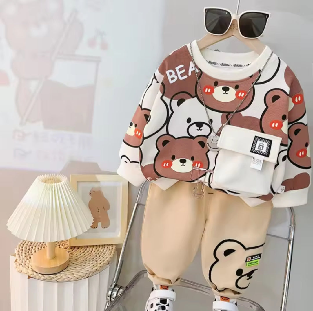 WHITE BEAR PRINTED WINTER KIDS SWEAT SUIT
