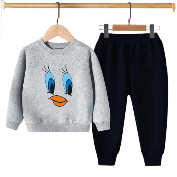 GREY TWITTY PRINTED WINTER KIDS SWEAT SUIT