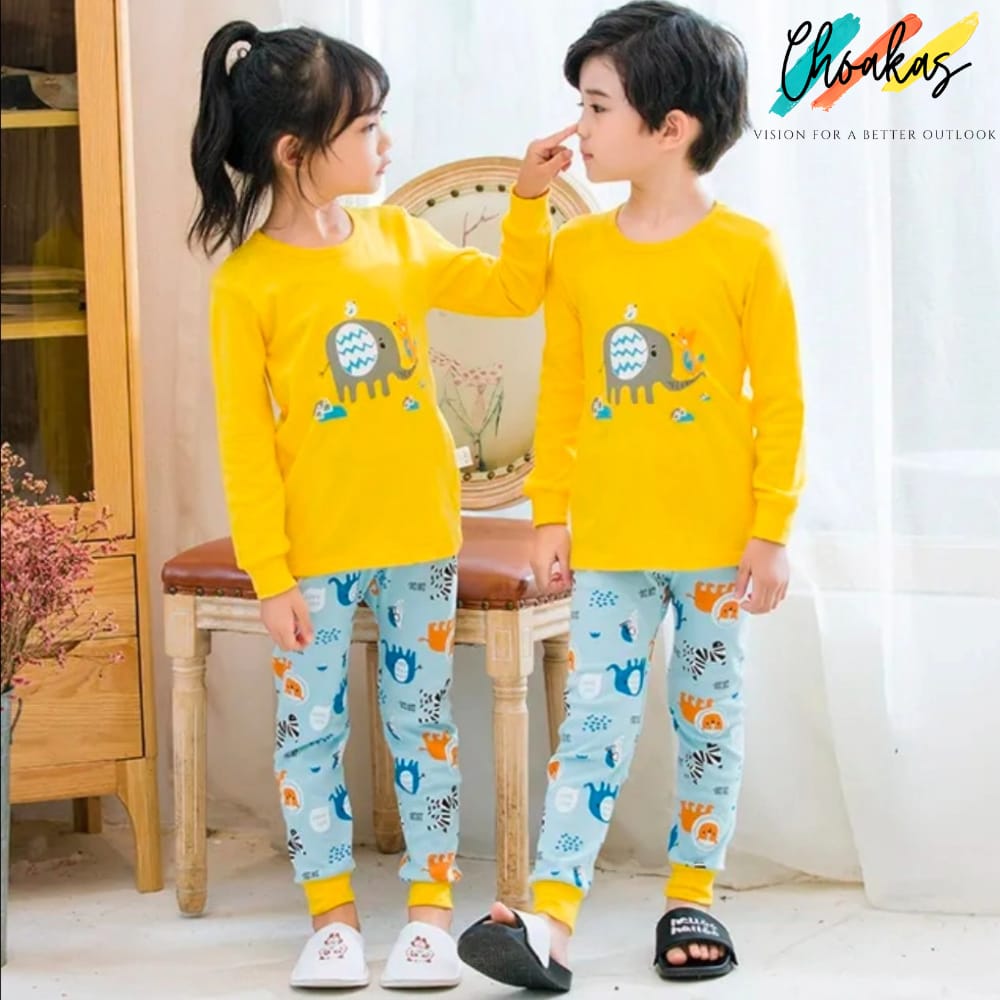 Yellow Elephant Printed Kids Wear - choakas