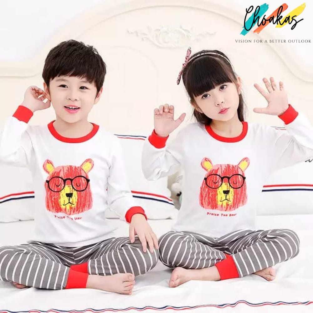 White Tree Bear Printed Kids Wear - choakas