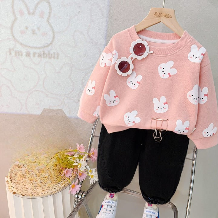 PINK KITTY PRINTED WINTER KIDS SWEAT SUIT