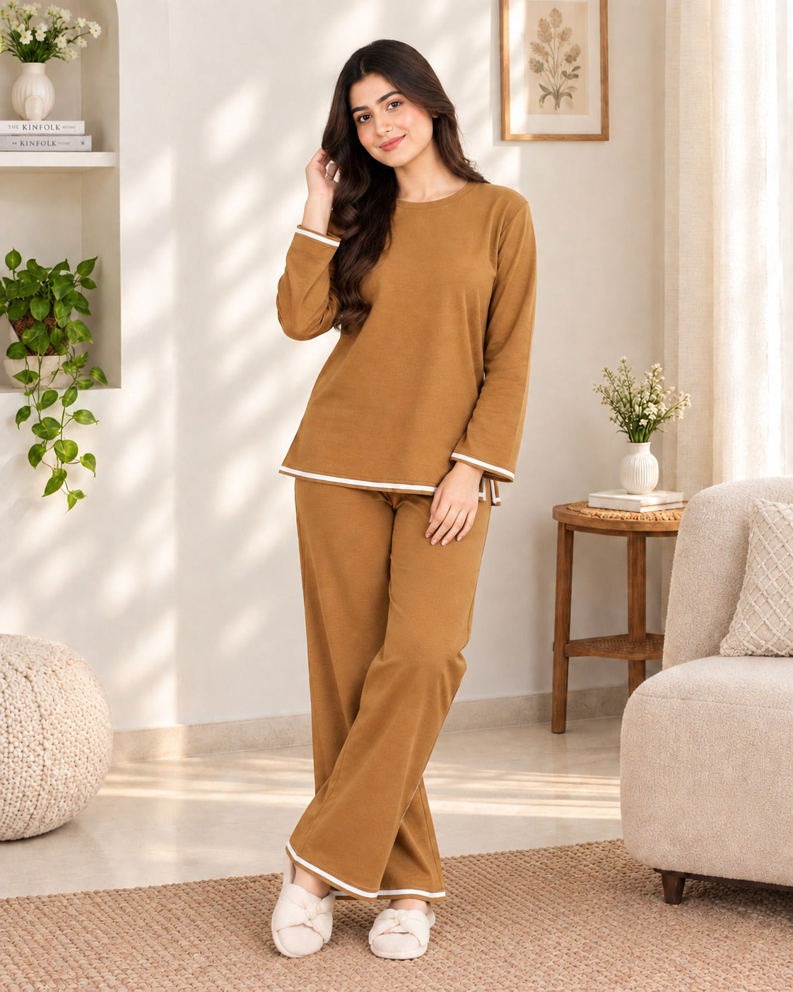 Borwn Border Style 2 Pcs Winter Outfit