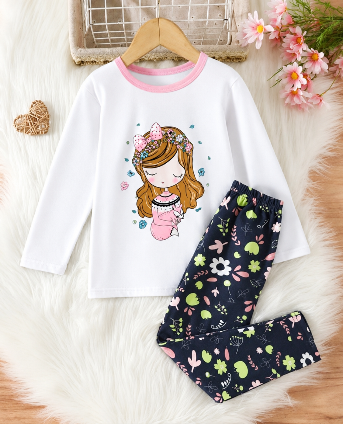 White Sleepy Princess Printed Kids Wear