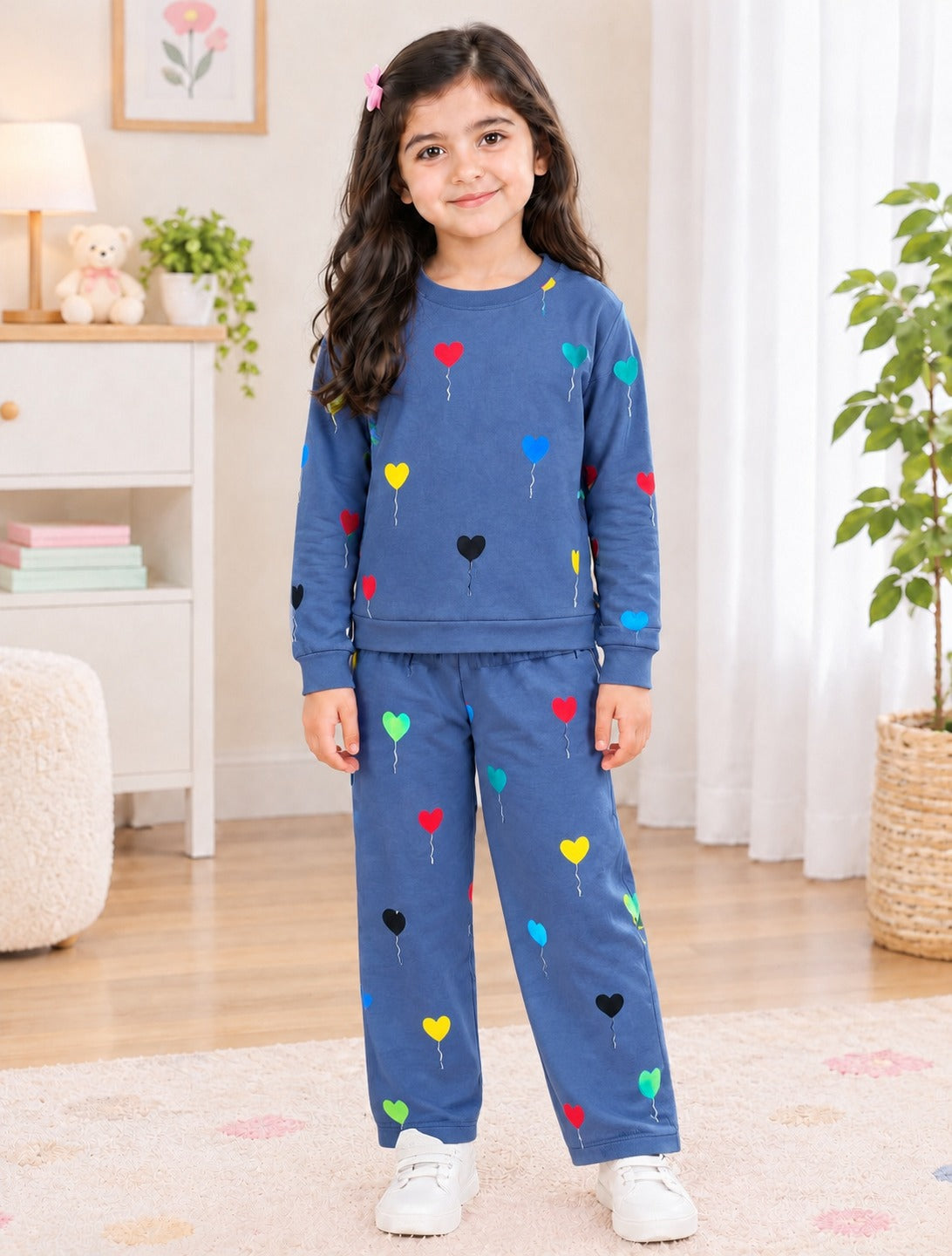 BLUE MULTI BALOONS PRINTED WINTER KIDS SWEAT SUIT