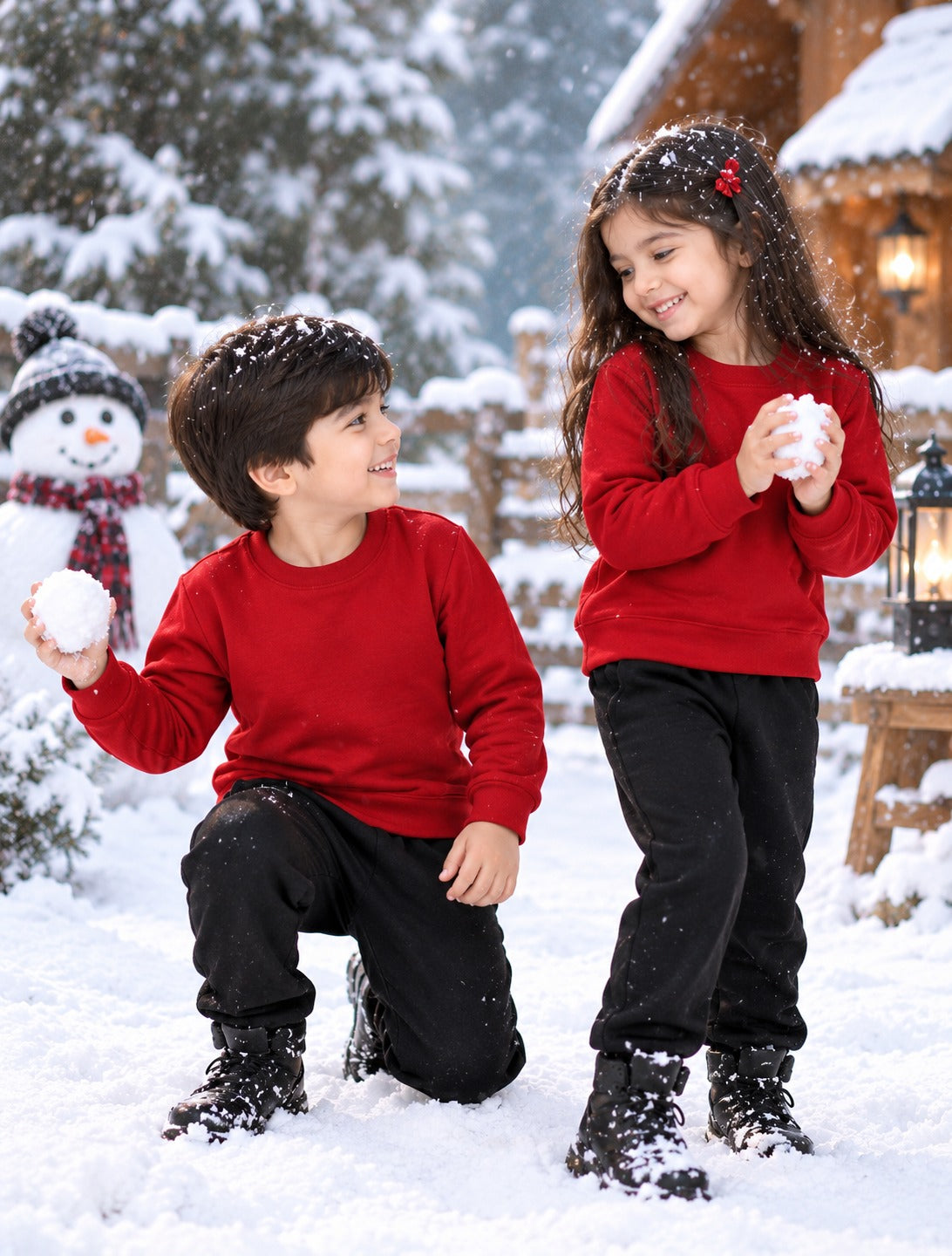 RED & BLACK WINTER KIDS SWEAT SUIT