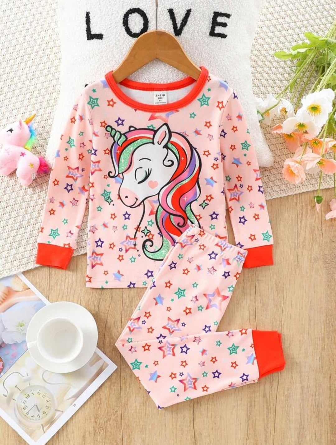 Peach Unicorn Printed Kids Wear