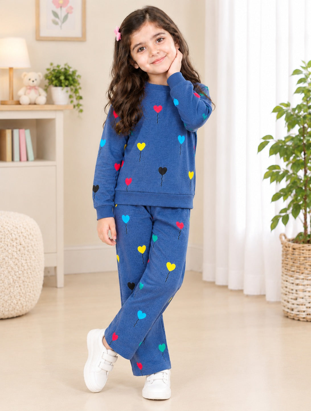 BLUE MULTI BALOONS PRINTED WINTER KIDS SWEAT SUIT