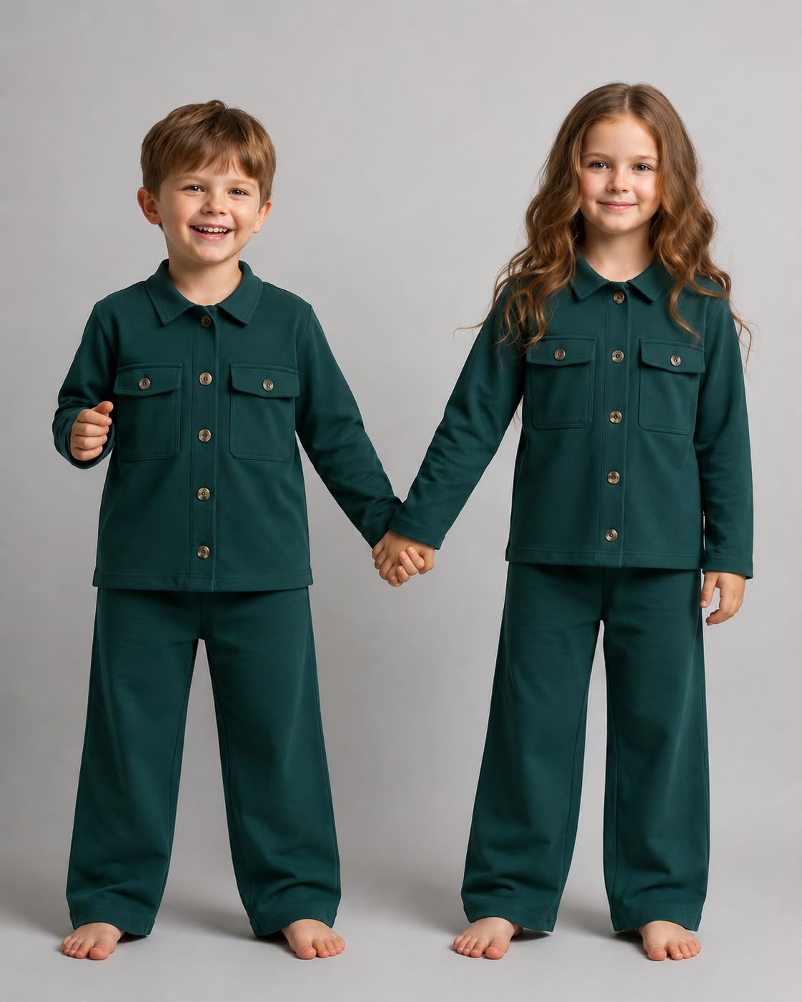 Green Button Style Kids Wear