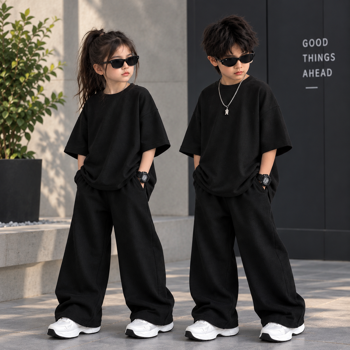 Black Baggy Style Kids Wear