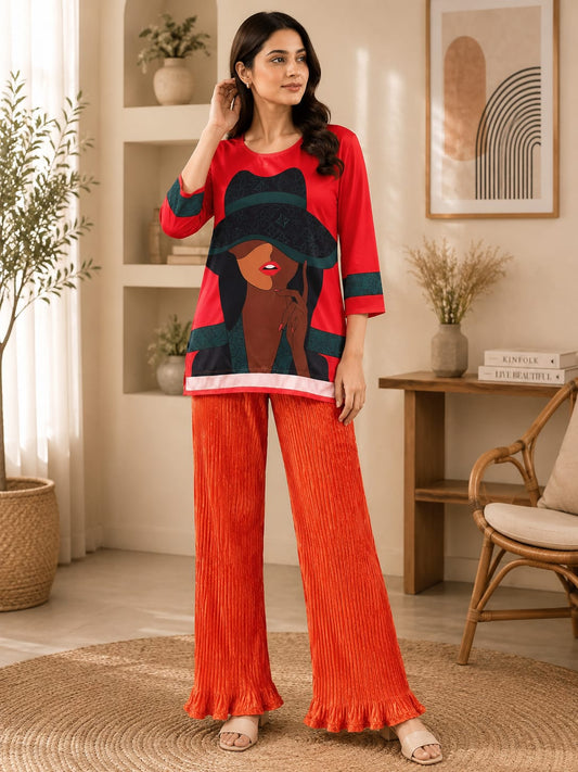 Orange Luxury Women Co ord Set
