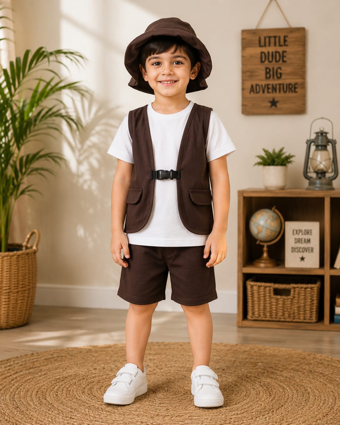 Brown Vest Stlye Half Sleeve Kids Wear
