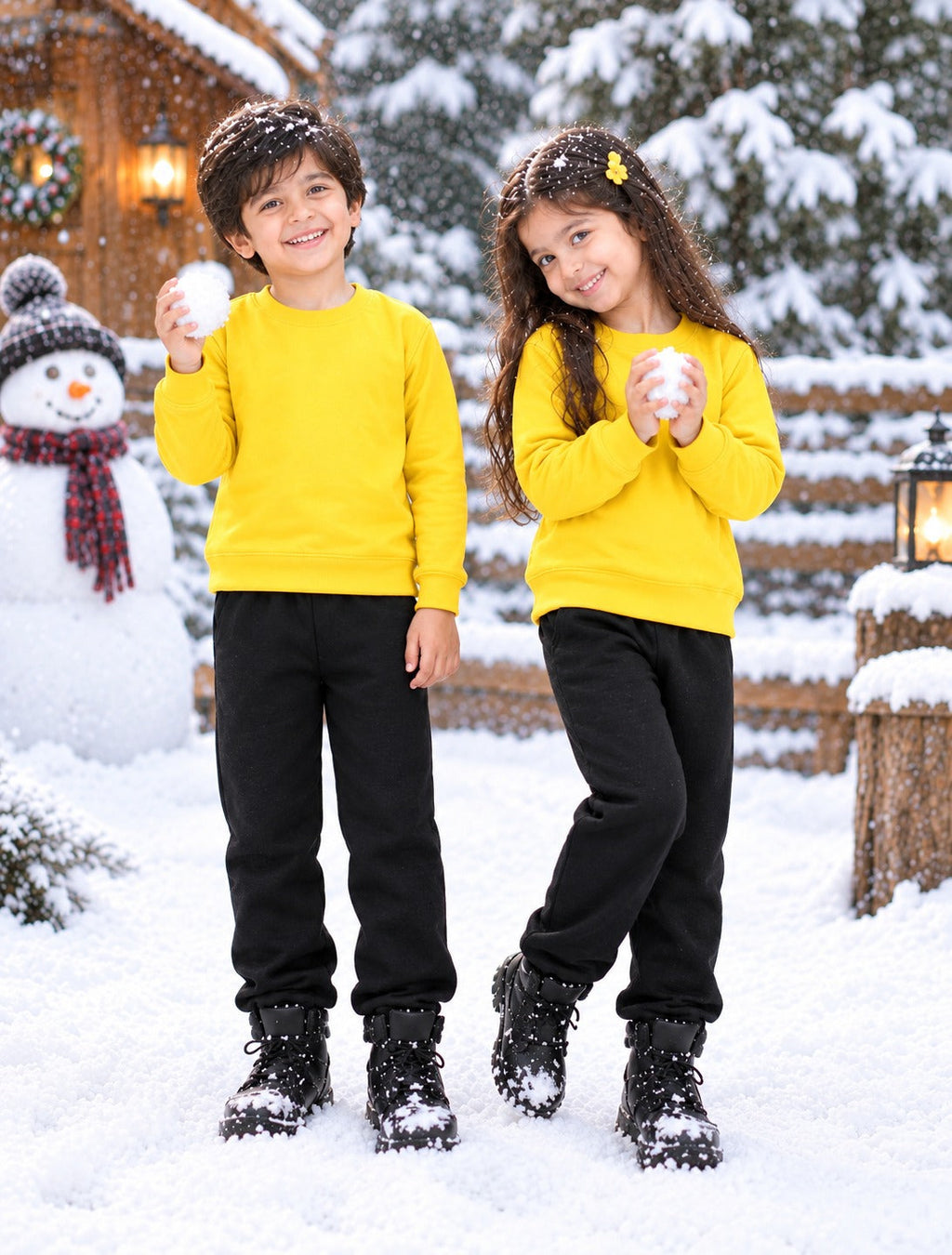 YELLOW & BLACK WINTER KIDS SWEAT SUIT