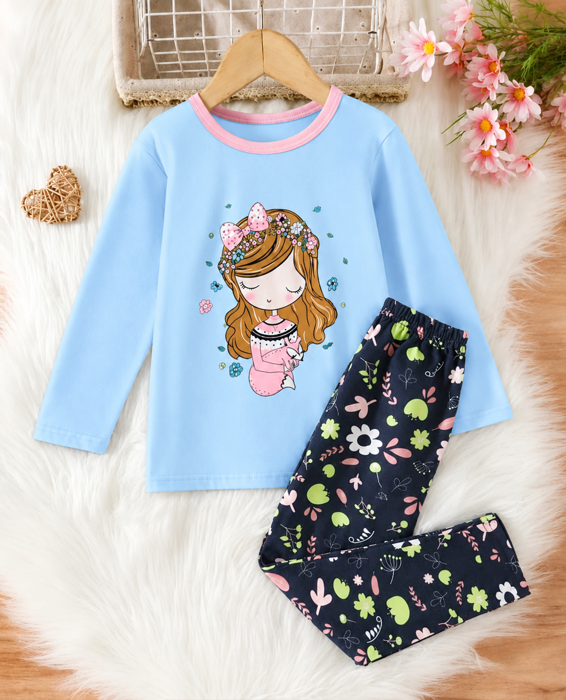 Sky Blue Sleepy Princess Printed Kids Wear