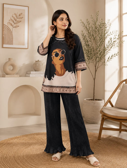 Black Luxury Women Co ord Set