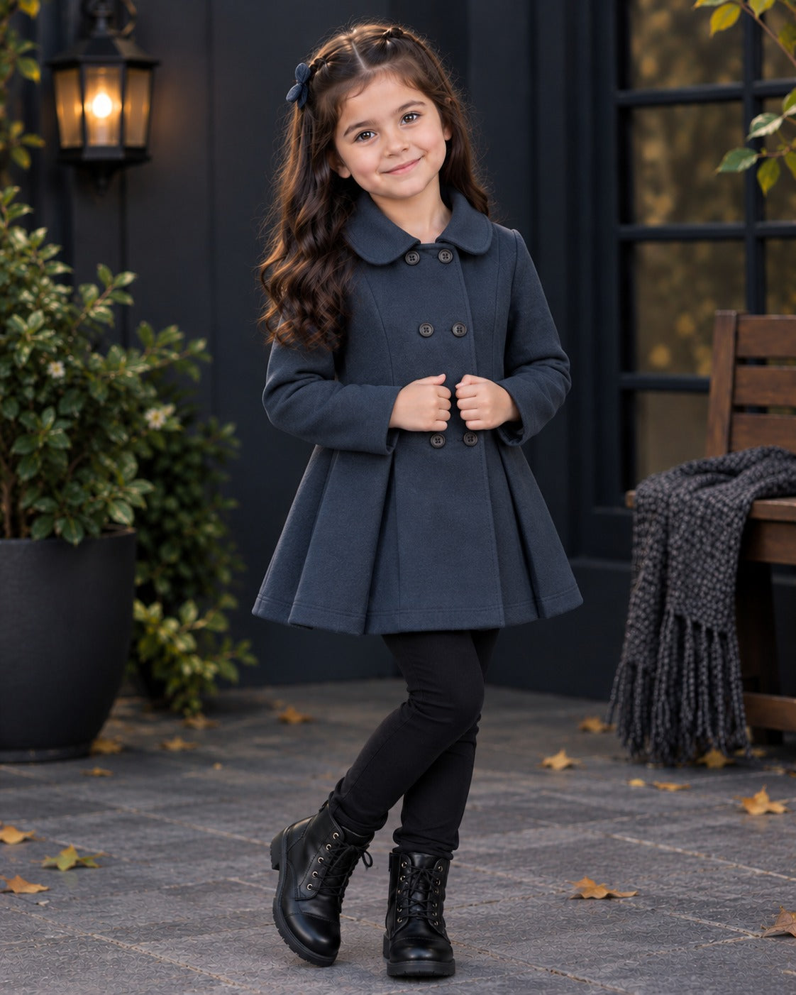 CHARCOAL WESTERN WINTER KIDS COAT