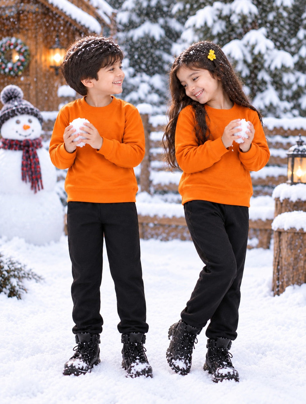 ORANGE & BLACK WINTER KIDS SWEAT SUIT