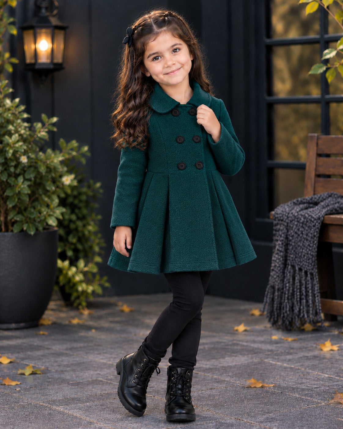 GREEN WESTERN WINTER KIDS COAT