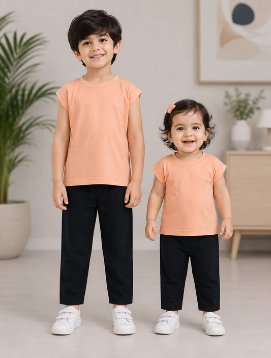 Peach Casual Kids Wear