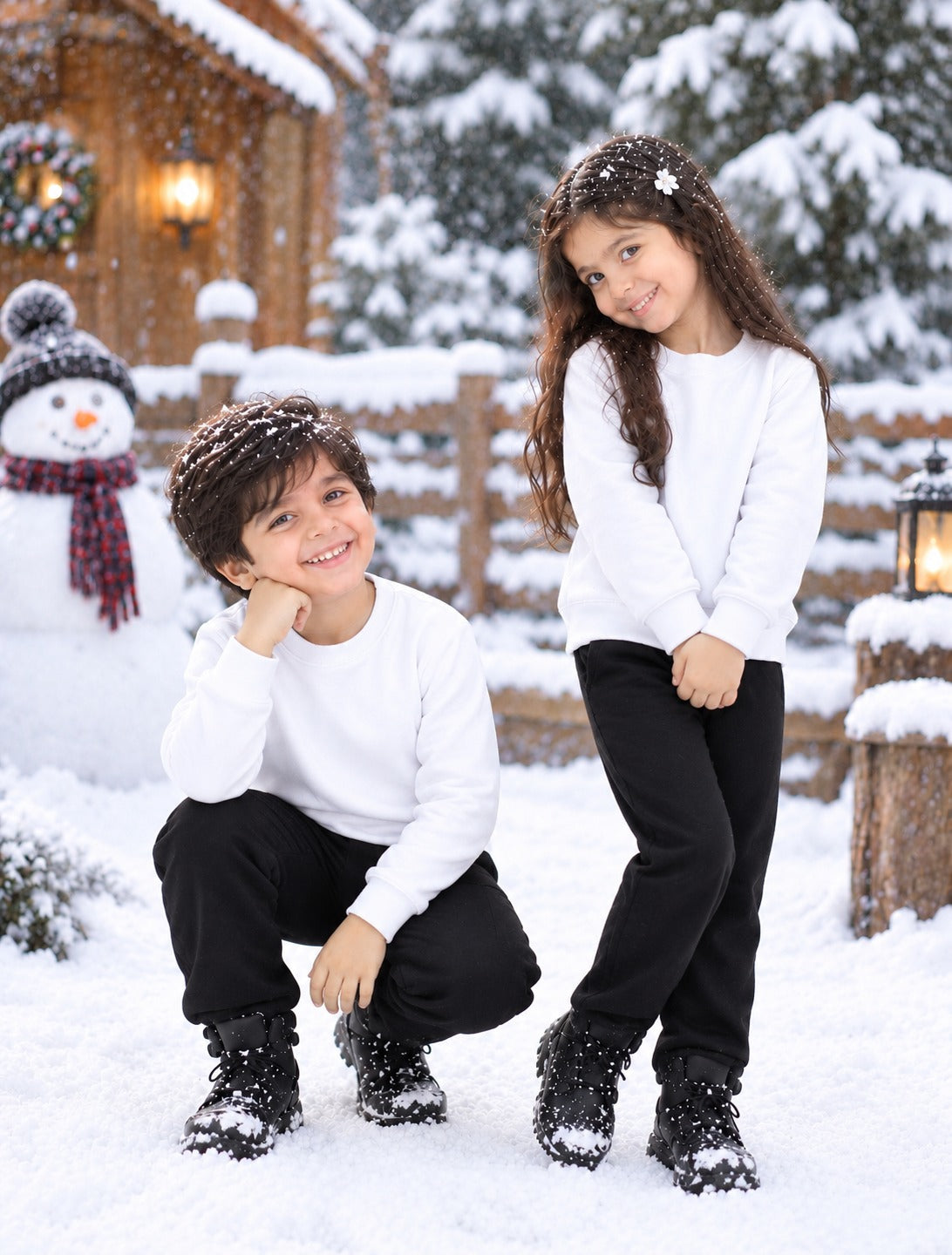 WHITE & BLACK WINTER KIDS SWEAT SUIT