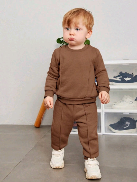 BROWN WINTER KIDS SWEAT SUIT