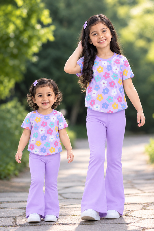Purple Floral Flower Printed Kids Wear