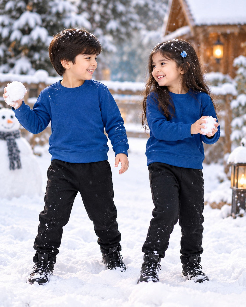 ROYAL BLUE & BLACK WINTER KIDS SWEAT SUIT
