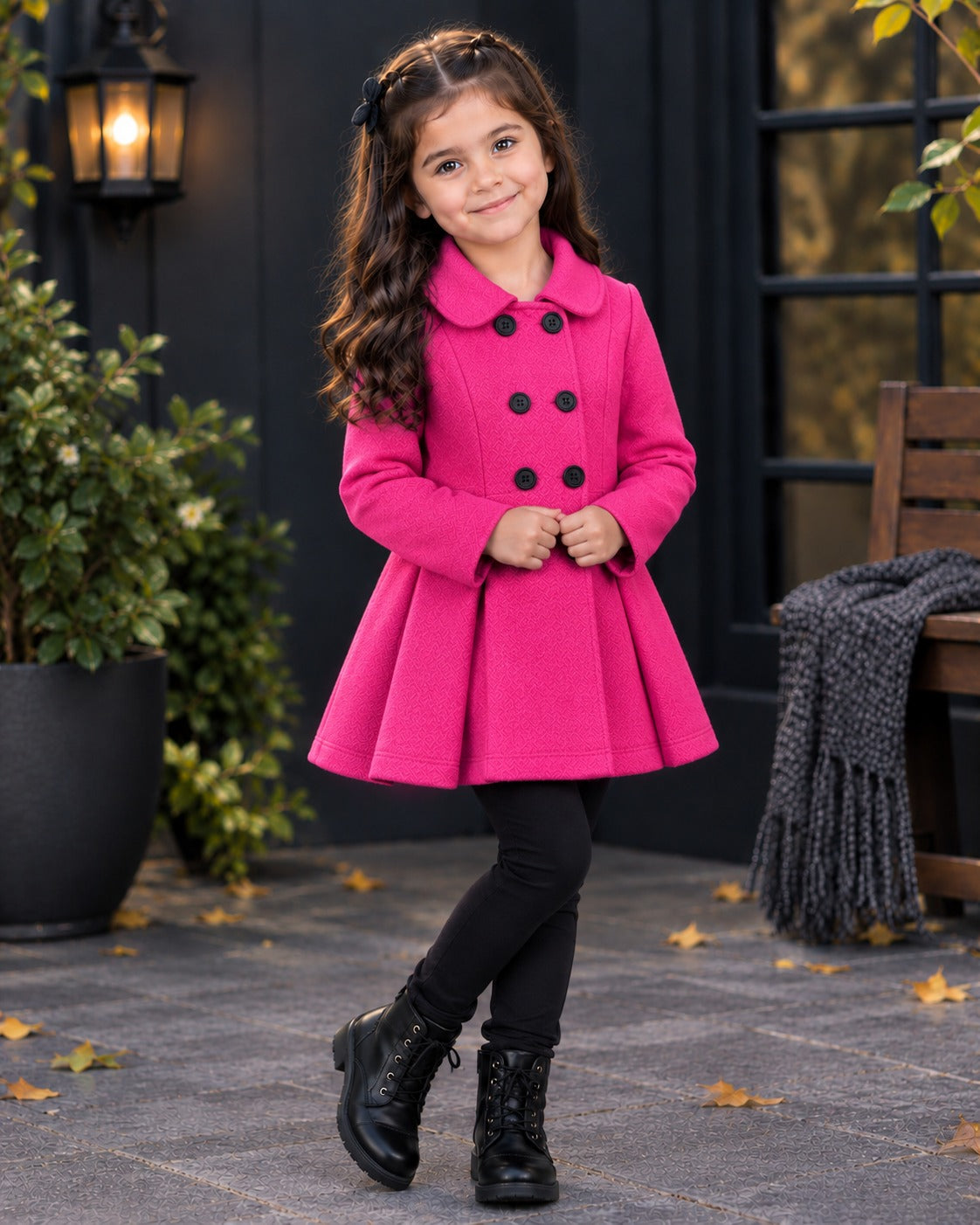 PINK WESTERN WINTER KIDS COAT