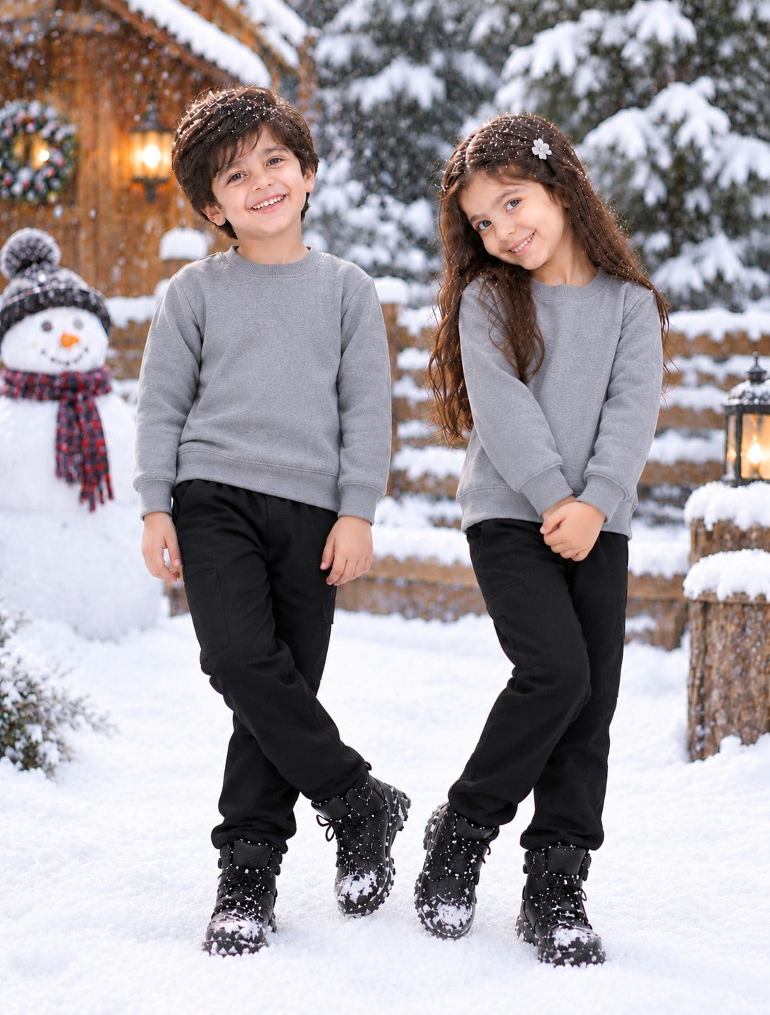 GREY & BLACK WINTER KIDS SWEAT SUIT